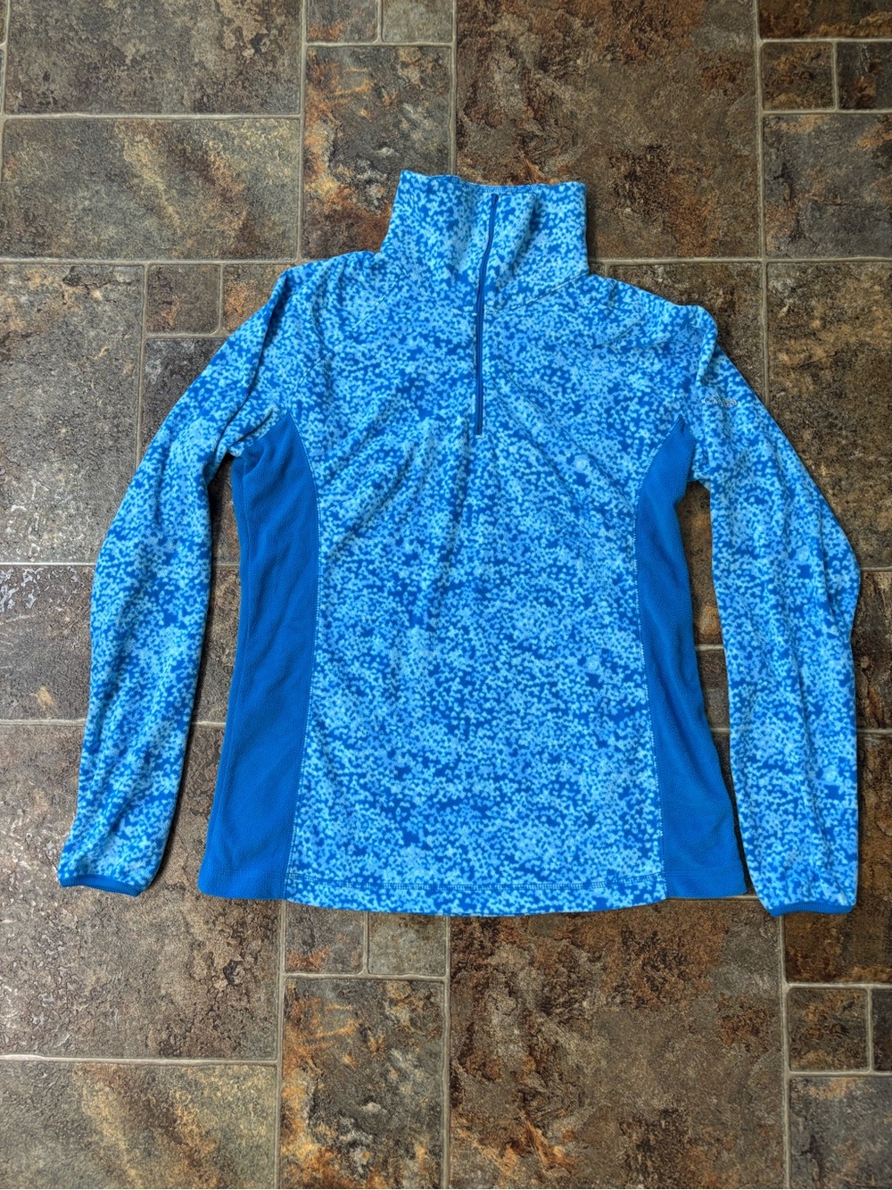 Columbia Blue Printed Quarter-Zip Performance Top